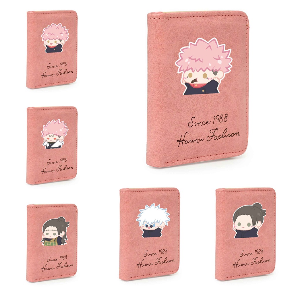 Ví ngắn cầm tay hồng JUJUTSU KAISEN ver TẬP THỂ DỤC anime chibi đựng vật dụng nhỏ xinh xắn tiện lợi