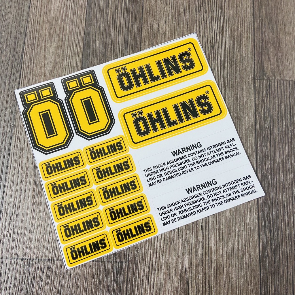 Bộ tem chủ đề OHLINS nhiều logo dán trang trí nón bảo hiểm, xe máy, laptop