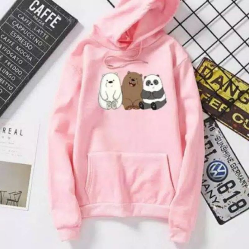 Áo Hoodie In Hình We Bare Bears Xinh Xắn Cho Nữ