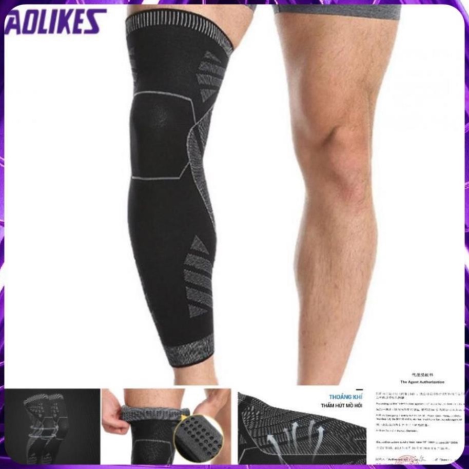 Đai ống dài chống căng cơ chân đùi AOLIKES HX 7060 (1 cái), Đai bó gối chuyên gym, chính hãng