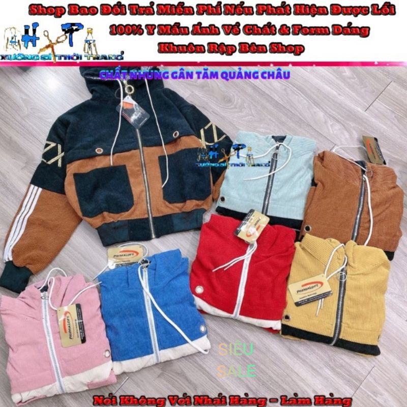 Áo Khoác Nhung Gân Nữ Quảng Châu Cao Cấp Thêu Hình Phối Sọc - Túi Hộp Siêu Đẹp | BigBuy360 - bigbuy360.vn