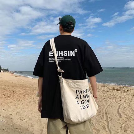 Áo Thun Tay Ngắn Dáng Rộng In Chữ Thời Trang Mùa Hè Cho Nam Giới [M-5XL]