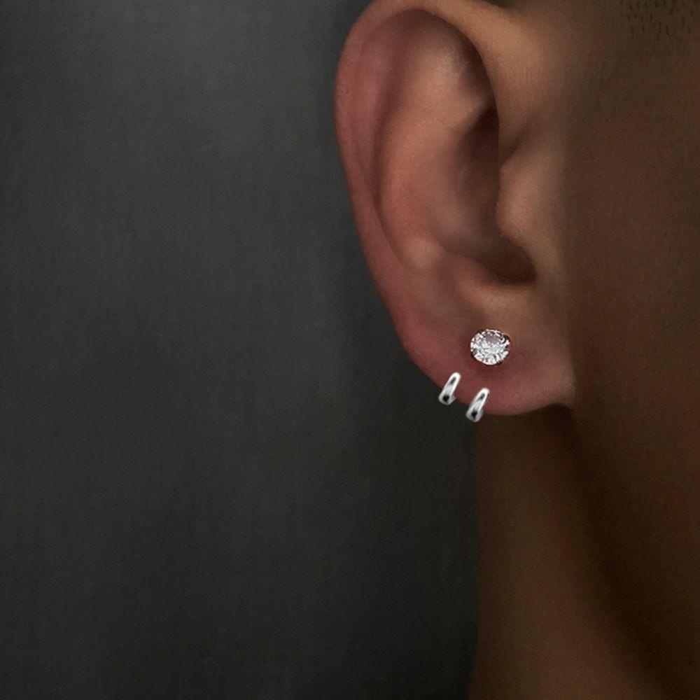 USNOW Khuyên Tai Móc Hình Móng Vuốt Màu Bạc Phong Cách Punk Đường Phố Sáng Tạo Dành Cho Nam Nữ