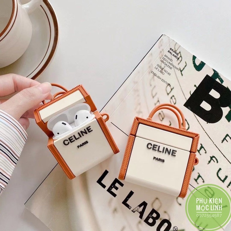 ☘️Tặng kèm móc sắt☘️Case Airpod 1 2 ...Vỏ bao bọc Túi trắng viền nâu Paris Cover đựng tai nghe không dây airpods silicon