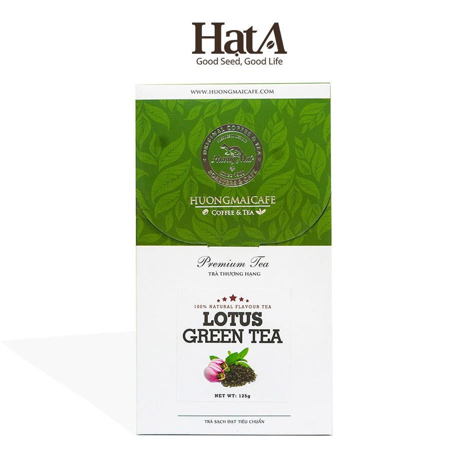 Trà sen thượng hạng Hương Mai Cafe Premium Lotus Green Tea 100% lá trà non ướp trong bông sen 125gr