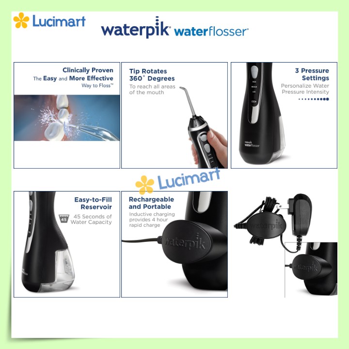 Máy tăm nước cầm tay Waterpik Cordless Advanced Water Flosser WP-560, WP-562, WP-563, WP-565, WP-567, WP-569 [Hàng Mỹ]