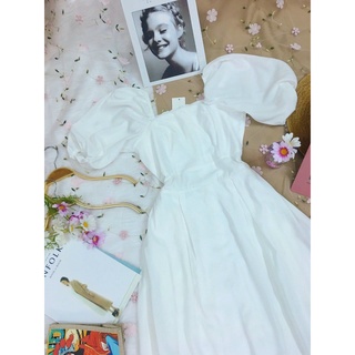 Đầm Midi cổ vuông tay phồng (Oak Dress)