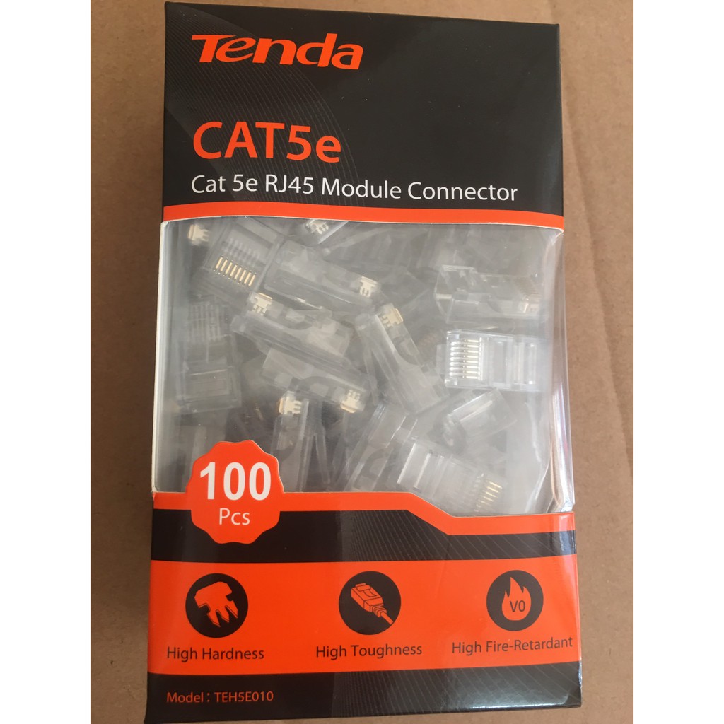 Hộp 100 Hạt Mạng Cat5e Tenda TEH5E010-Hàng Chính Hãng