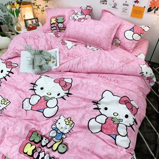 Sét ga gối poly cotton nhập khẩu ( Helle kitty Hồng )
