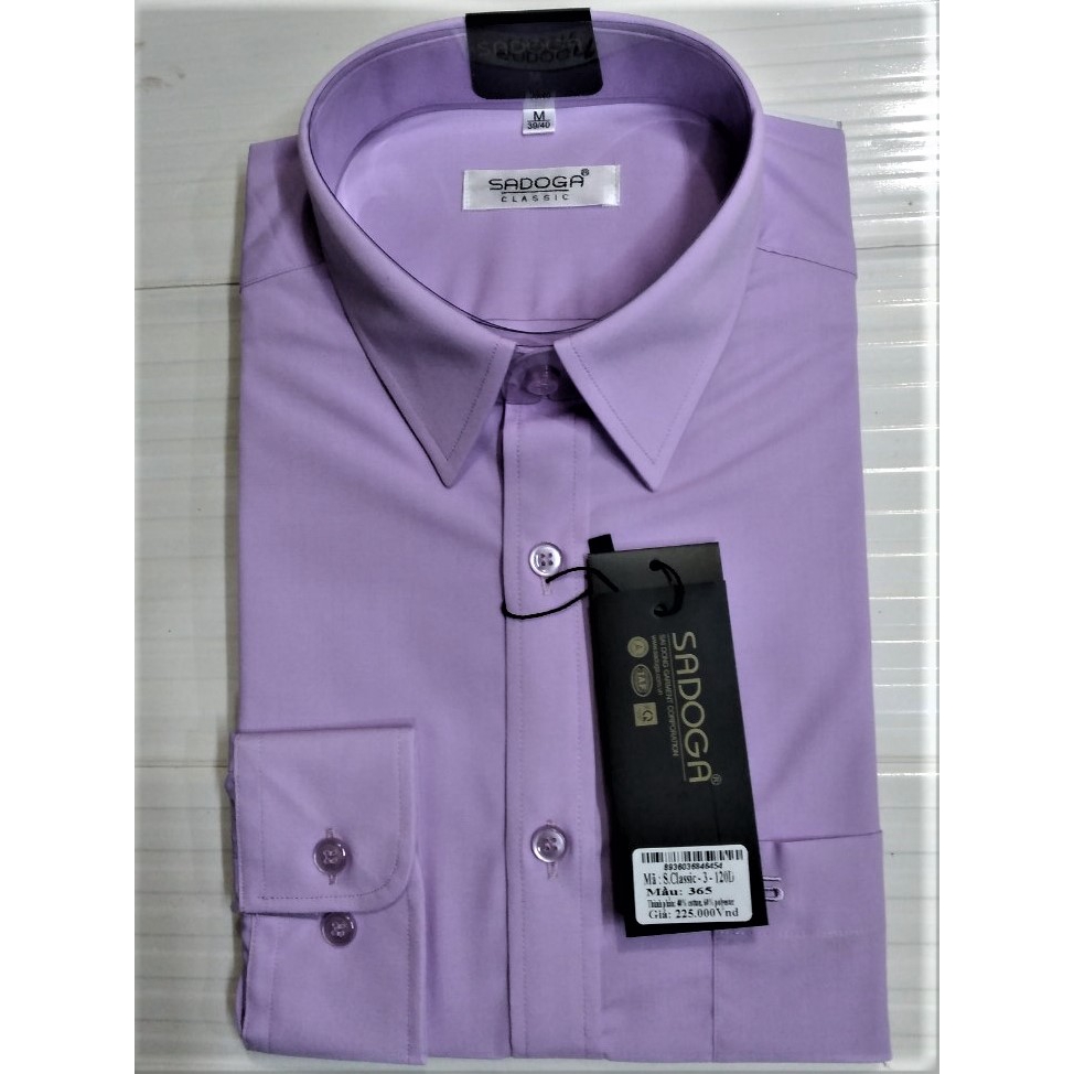Áo Sơ Mi Nam Tay Dài Sadoga dáng xuông -  Mầu tím nhạt