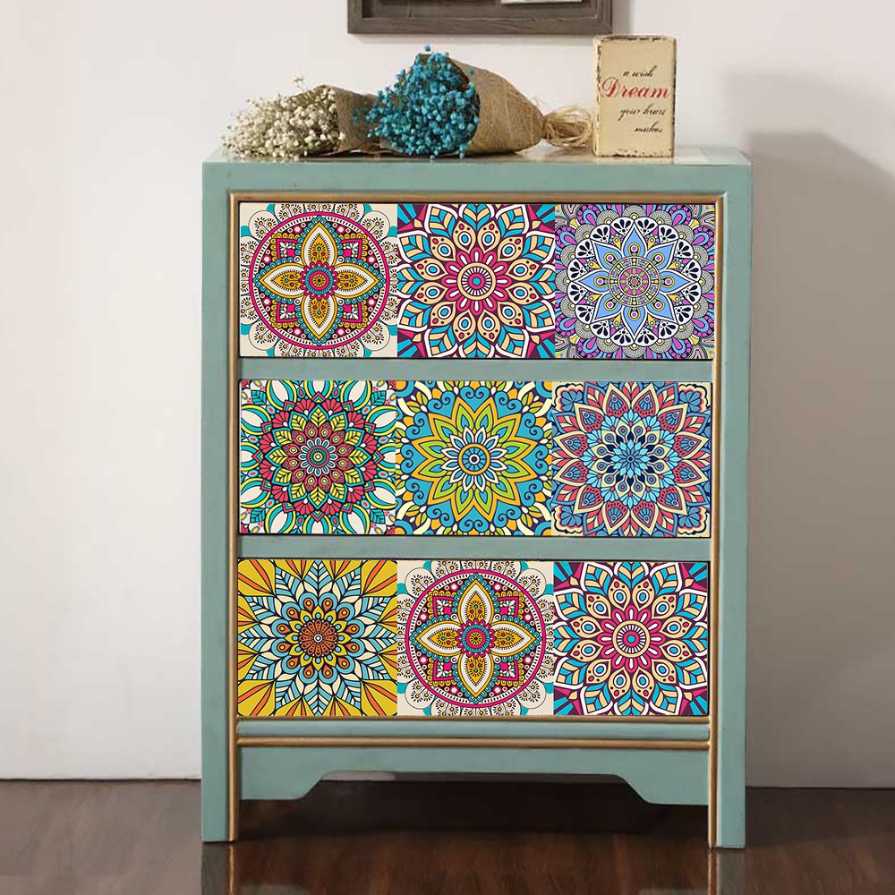 Giấy dán tường họa tiết mandala tự dính chống thấm nước trang trí nhà bếp/phòng tắm | BigBuy360 - bigbuy360.vn