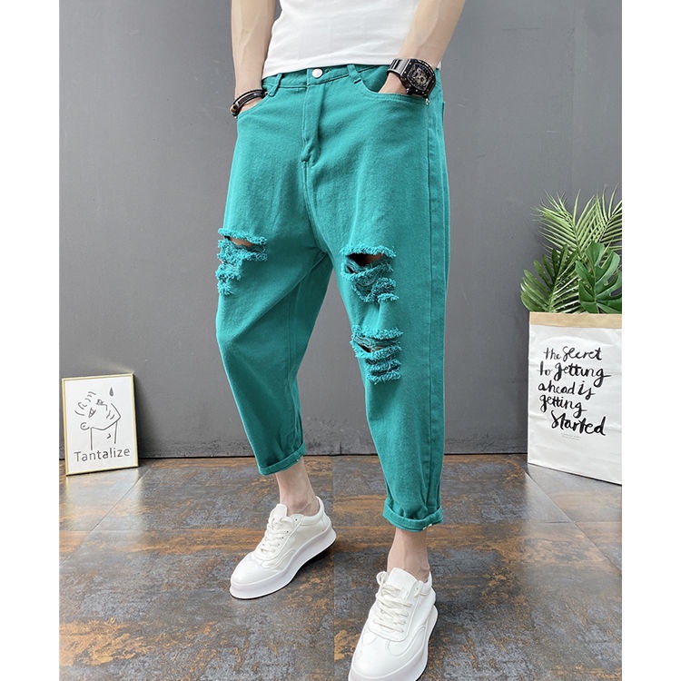 Quần Jeans Rách Phong Cách Hàn Quốc Năng Động Cho Nam