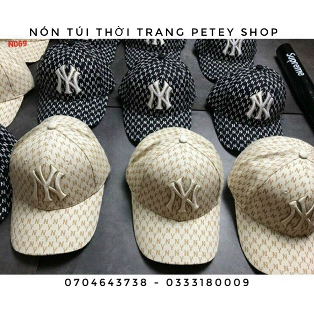 Nón lưỡi trai, nón kết nam nữ Logo N.Y đen - vàng kem, nổi vải kaki khoá cái inox thời trang HOOTTT HIITTTT