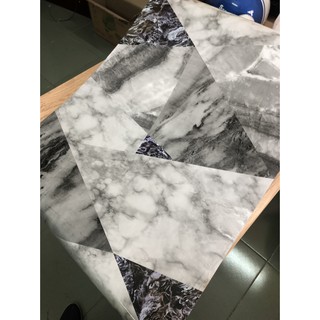 DECAL 1M Giấy dán bếp tráng nhôm khổ 60cm ) - đá hoa cương tam giác xám xanh