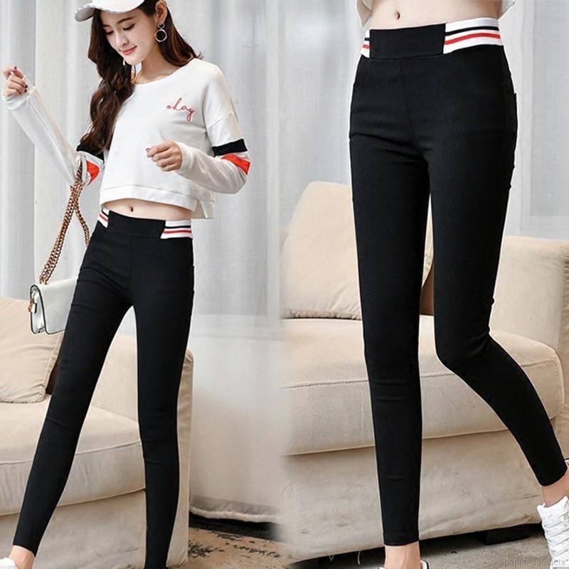Quần legging ôm chân thoáng khí họa tiết sọc màu thời trang cho nữ | BigBuy360 - bigbuy360.vn