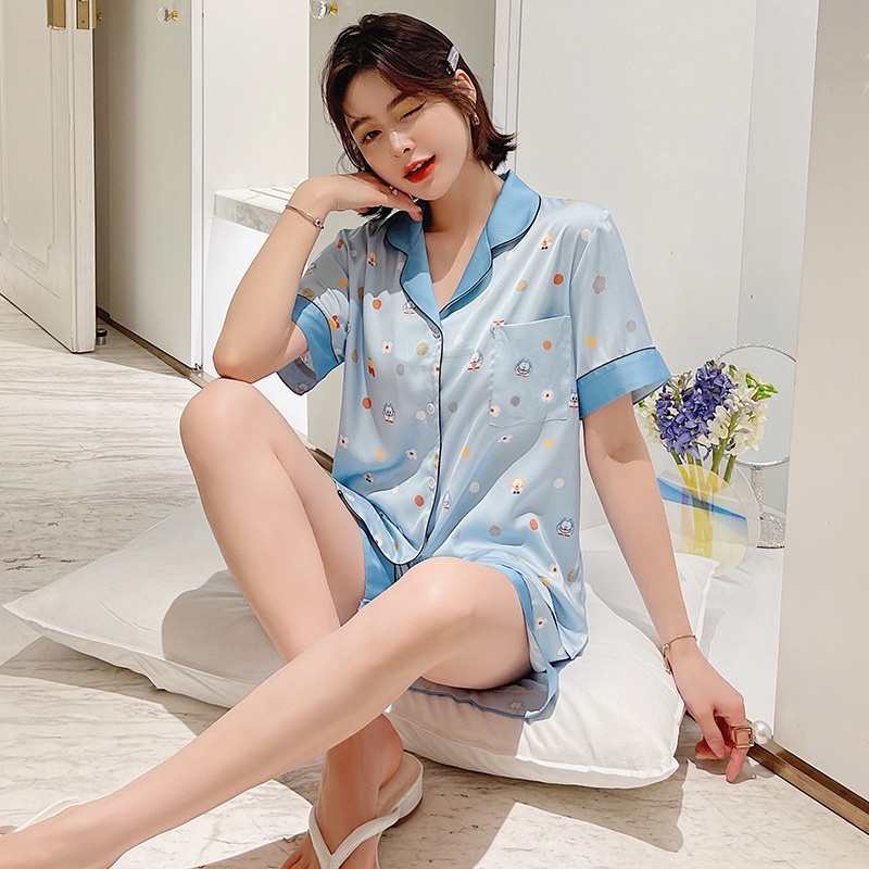 Bộ đùi Pizama lụa mềm mặc ngủ mặc nhà cao cấp Y38