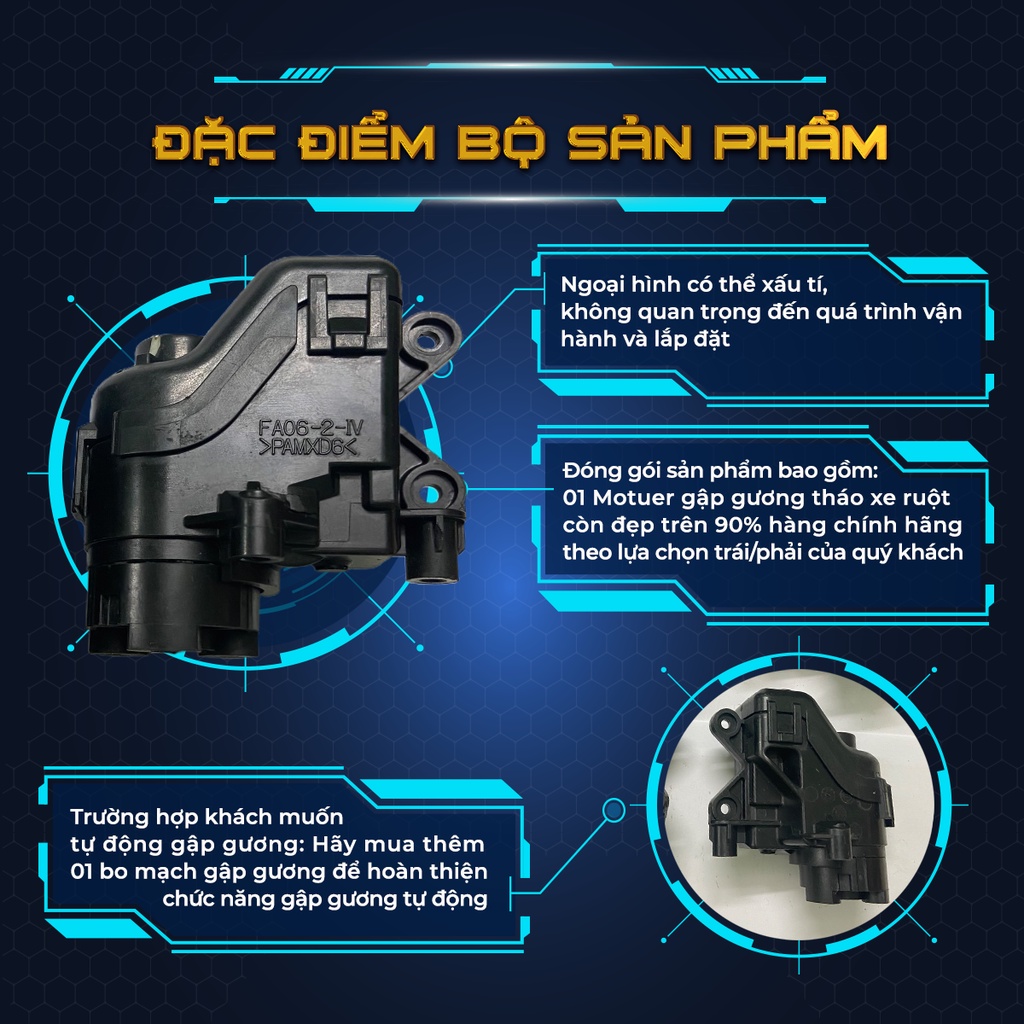 Mô tơ gập gương Mazda đời cao, Mitsubishi Xpander tháo xe chính hãng - AUTO MB