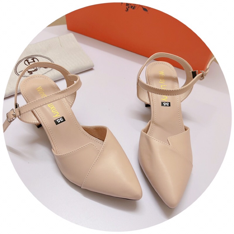 Bán sỉ Giày sandal bít mũi da lì gót vuông 6p hàng vnxk chắc chắn
