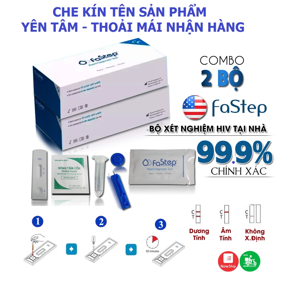 Que Thử HIV, Bộ Test HIV Fastep Mỹ, Chính Xác 99,9% Nên Dùng 2 Bộ/Lần Để Tránh Thực Hiện Sai HDSD