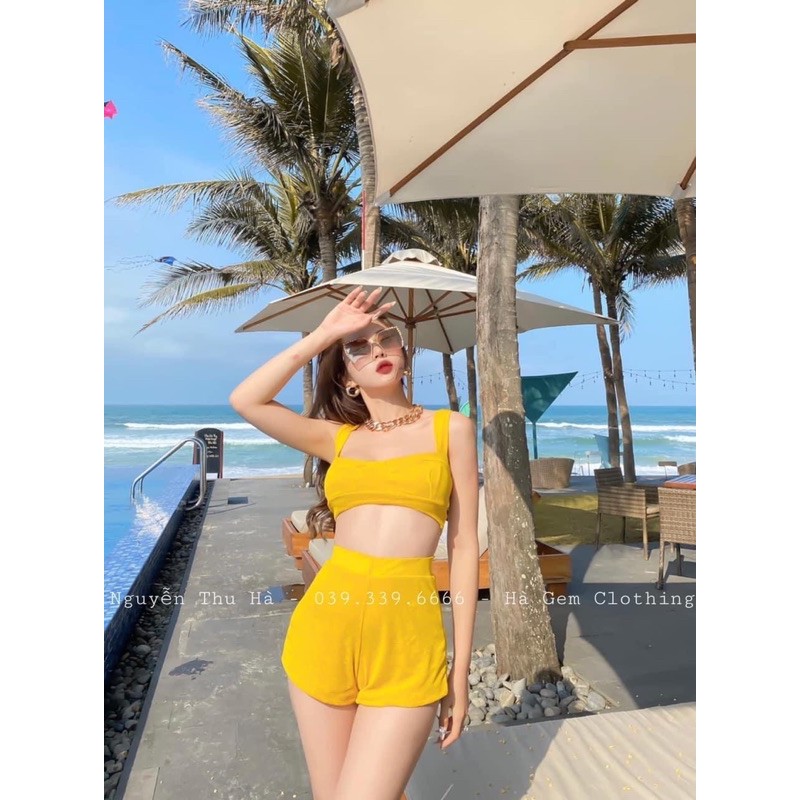Set Bikini Vàng đi biển hàng đẹp chất mềm⛱ Ảnh thật | BigBuy360 - bigbuy360.vn