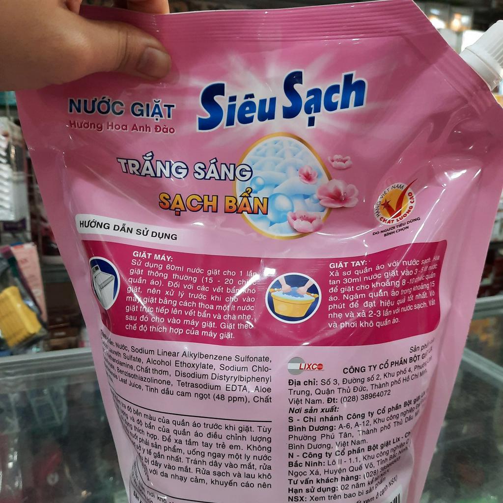 Túi nước giặt Lix siêu sạch hương hoa anh đào 2.4Kg - siêu sạch, siêu tiết kiệm (Hồng)