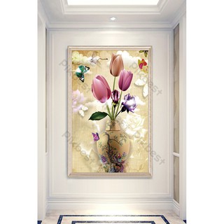Tranh dán tường Tranh 3D dán tường - Bình Hoa Tulip sang trọng ( tích hợp sẵn keo) MS825461