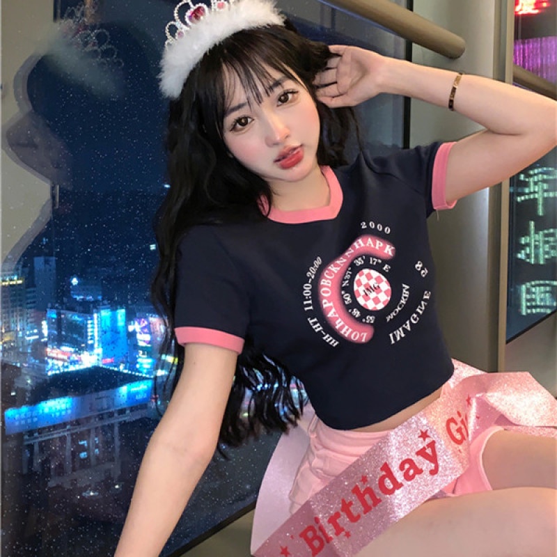 Áo Thun Tay Ngắn Cổ Tròn In Hình Dễ Thương Thời Trang Mùa Hè