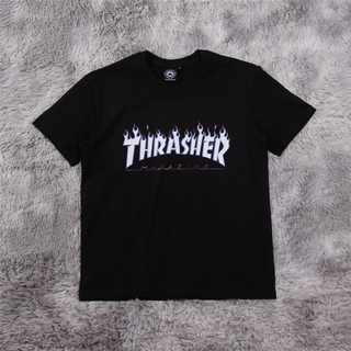 Áo thun tay ngắn in chữ Thrasher Flame thời trang cá tính