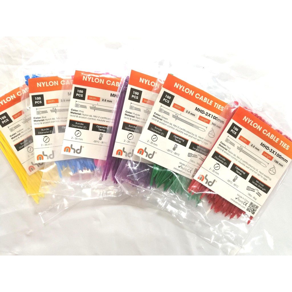 Dây rút nhựa MHD 3*100 đủ màu