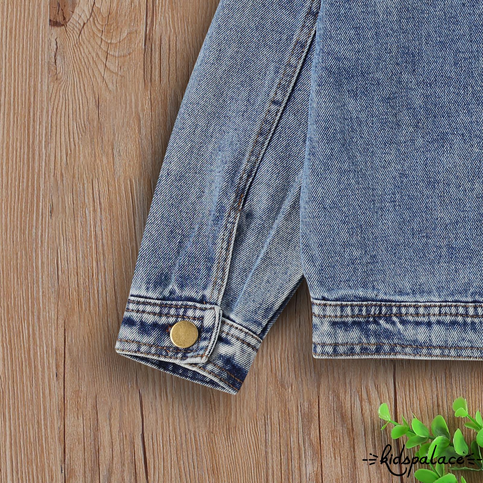 Áo Khoác Jeans Họa Tiết Da Báo Cá Tính Cho Bé Gái