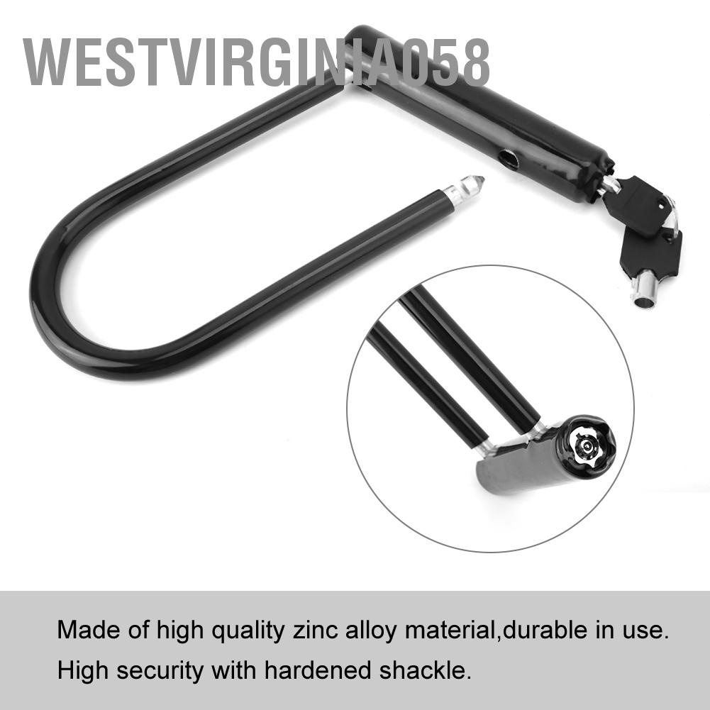 Westvirginia058 Heavy Duty Zinc Alloy Bike Motorcycle Bicycle U Lock Security Anti Theft