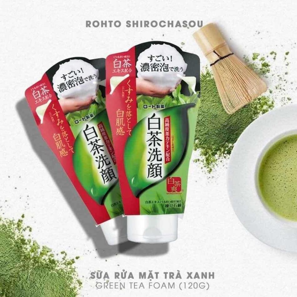 Sữa rửa mặt trà xanh Rohto Shirochasou Green Tea Foam 120g hàng Nhật Maneki | BigBuy360 - bigbuy360.vn