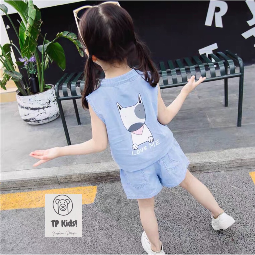 Set Bộ Bò Chú Chó Đáng Yêu Cho Bé Gái - Bộ Đồ Bé Gái Dễ Thương - Hàng Việt Nam
