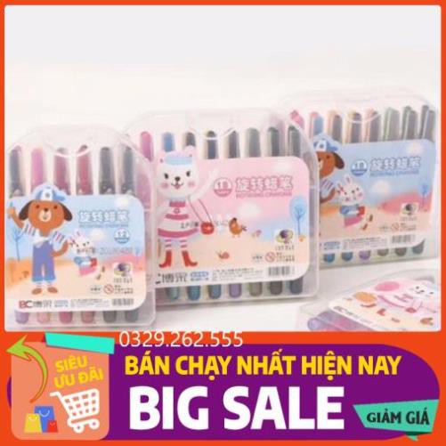 (FreeShip) Bút sáp màu bọc nhựa vặn 24 màu 18 màu và 12 màu hàng đẹp BC601