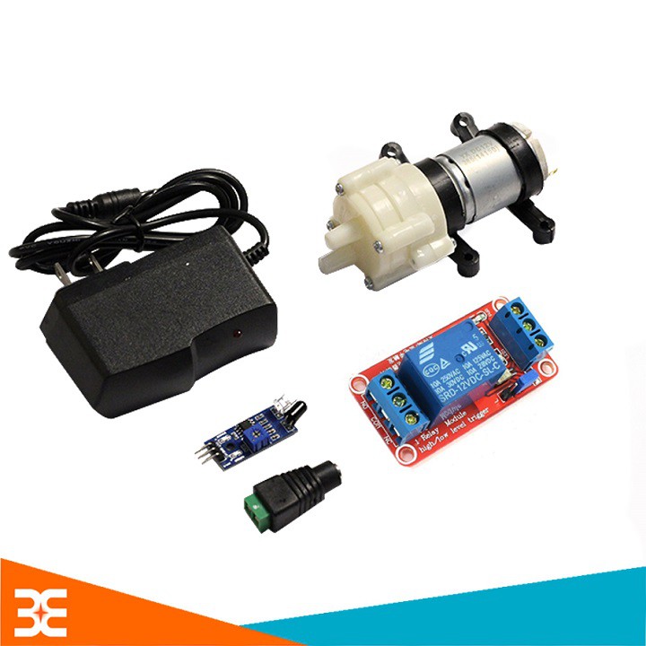 Combo Bộ DIY Chế Máy Rửa Tay Sát Khuẩn ( 01 Module Relay 12VDC 1 Kênh, 01 Máy Bơm RS385, 01 Adapter 12V-1A, 01 Module Th