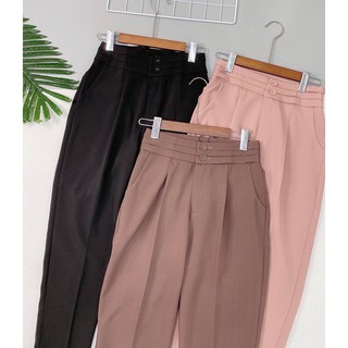 Quần baggy 2 cúc cạp xếp ly
