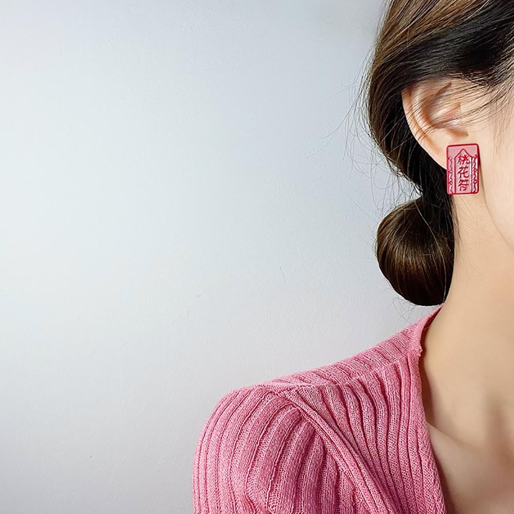 Khuyên Tai Hợp Kim Tráng Men Đính Nơ Họa Tiết Hoạt Hình Dễ Thương Cho Nữ