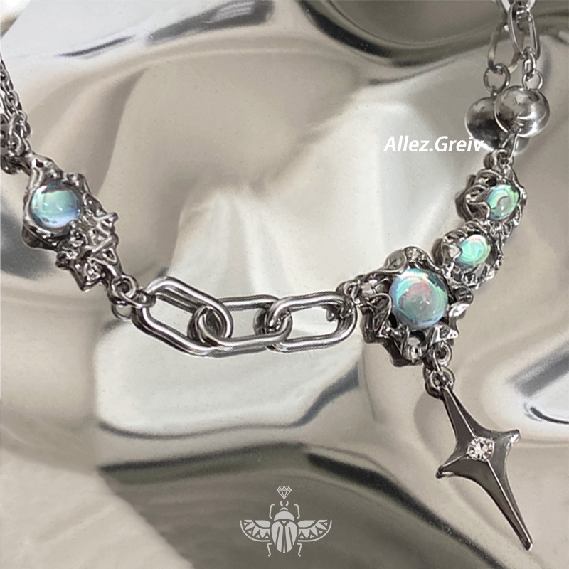 Vòng cổ Mặt Đá Opal Hình Ngôi Sao Thời Trang unisex