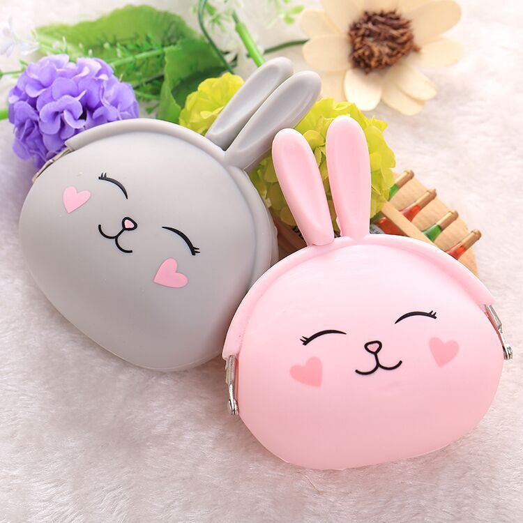 Túi ví cầm tay tai thỏ PINK021 [FREESHIP] Pink Xinh Decor túi nhỏ đựng đồ đựng son, tai nghe bằng silicon siêu đẹp