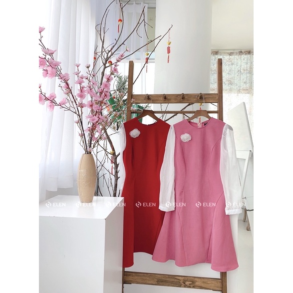 Váy Nhung Mỏng Pha Voan - G022