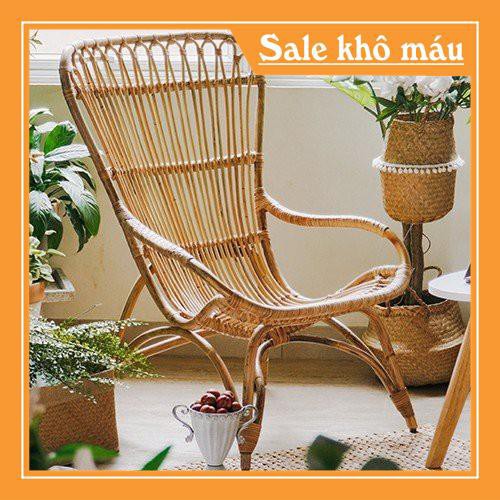 ghế mây lưng cao Armchair vàng trang trí quán cafe, phòng khách, ban công CAO CẤP [Giá Nhập Kho]