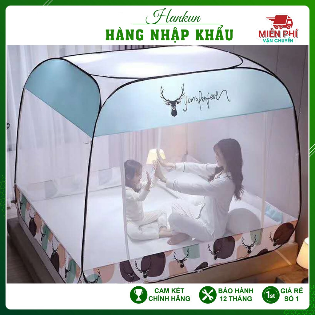 Màn chụp tự bung Cao cấp 3 cửa kích thước M5/M6/M8/2m2 mùng chụp người lớn/ màn chụp đỉnh vuông