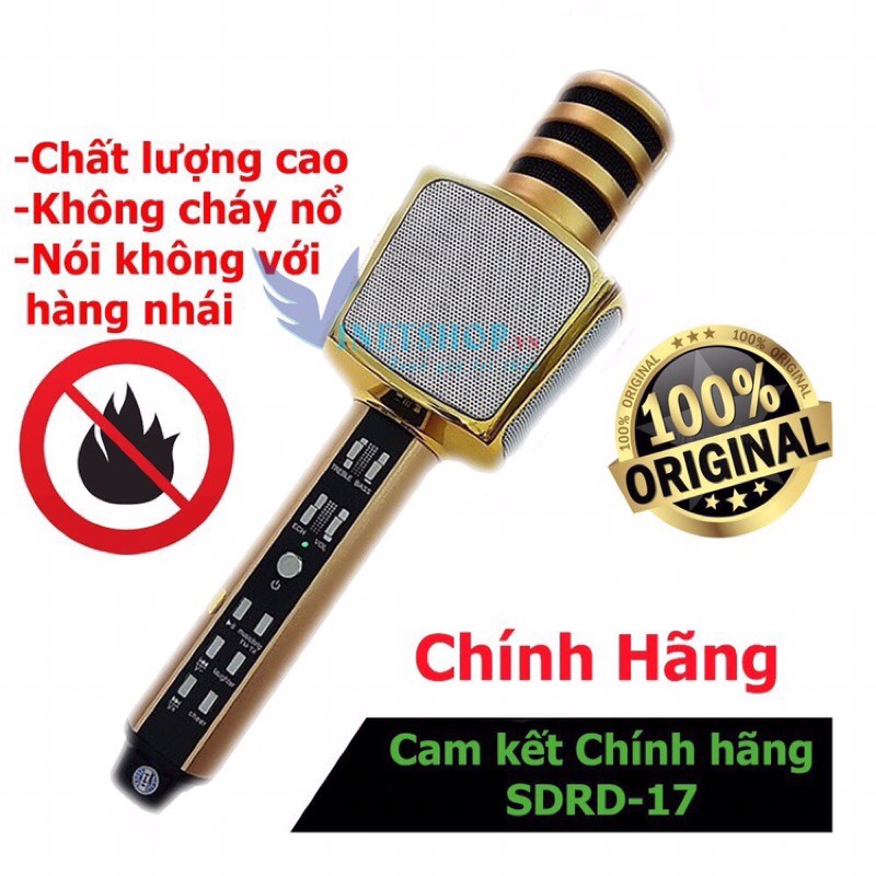 Mic Hát Karaoke SD17 hàng loại 1, Micro karaoke bluetooth âm thanh chuẩn loa to