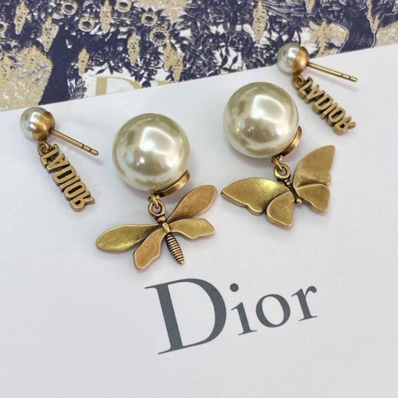 Bông Tai Dior 2021 Hình Bướm Đính Ngọc Trai Sang Trọng Cho Nữ