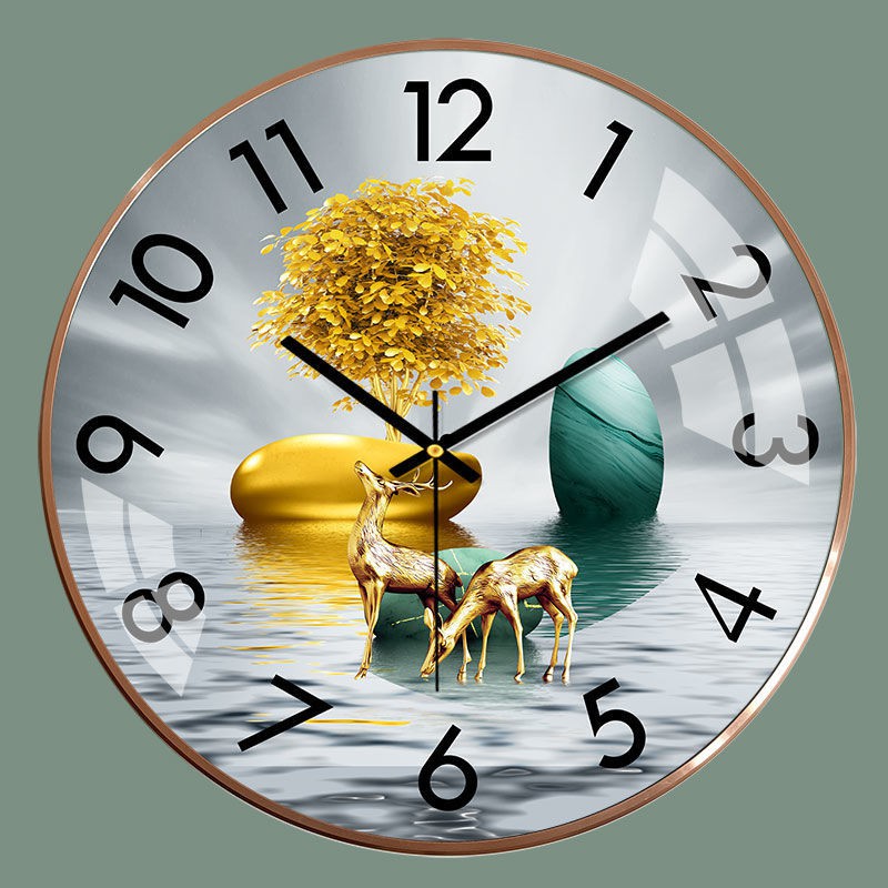 đồng hồ treo tườngMute Home Wall Clock Phòng khách ngủ Phong cách Bắc Âu Ánh sáng sang trọng Nghệ thuật tạo Thời t