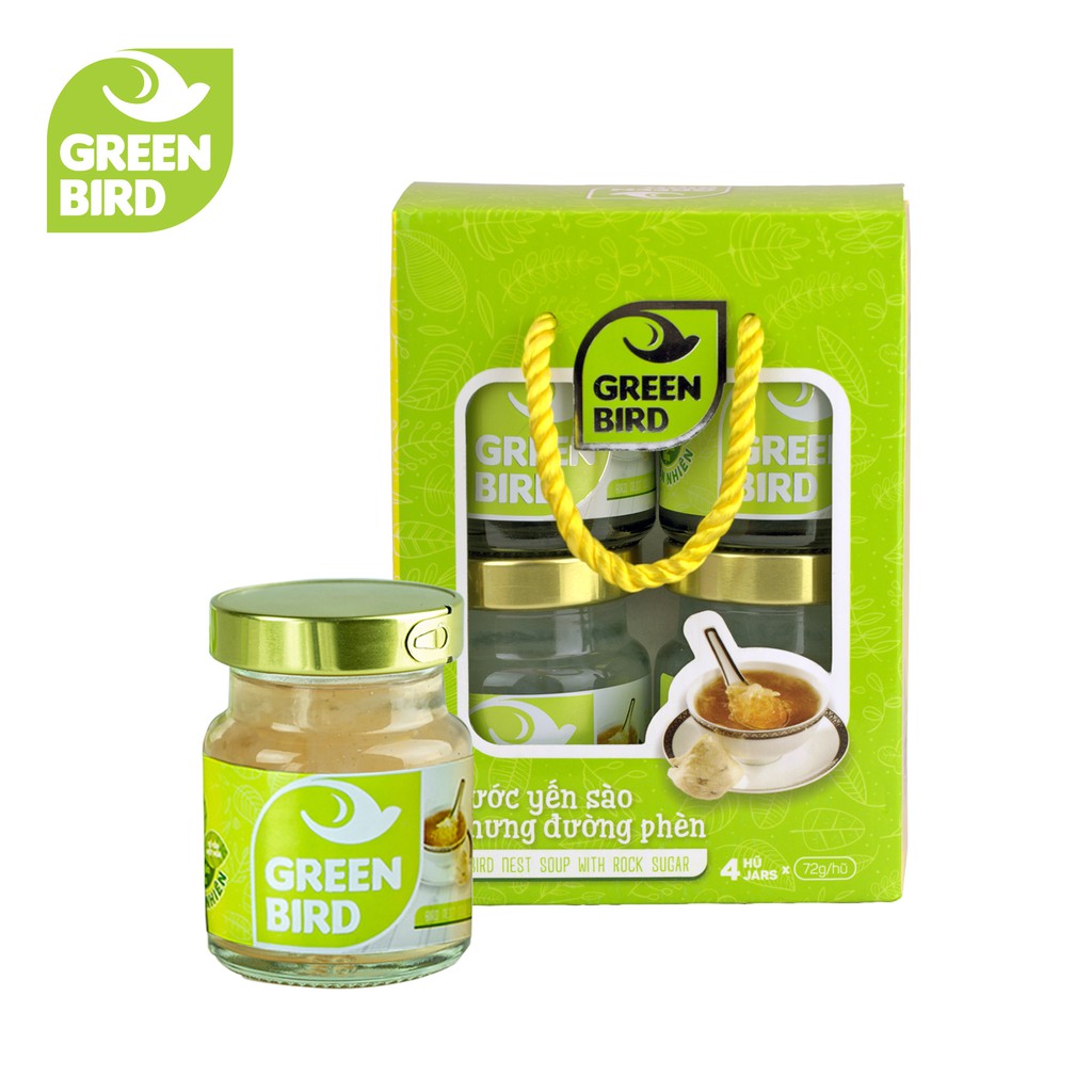 Lốc 4 hũ Nước Yến Sào Chưng Đường Phèn Green Bird - NUTRINEST (72g/hũ)