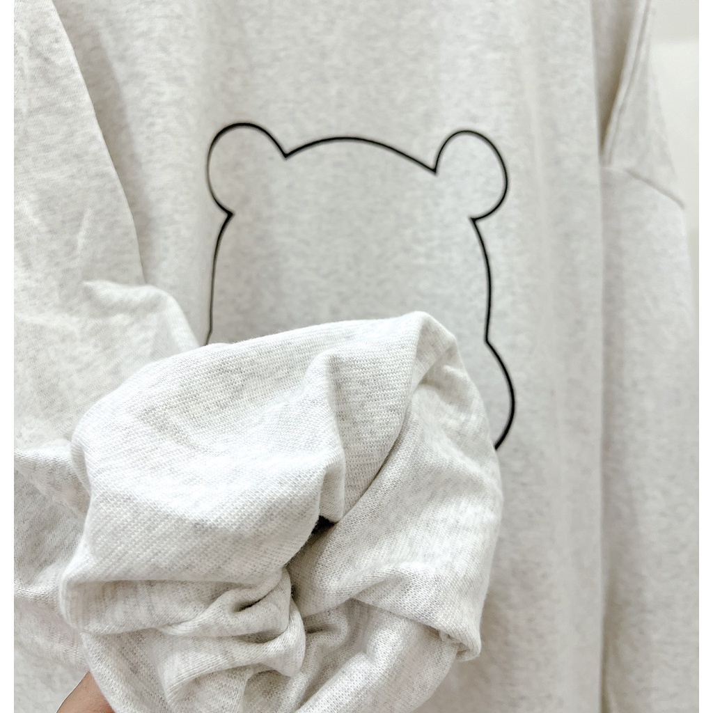 Bộ Nỉ Áo Sweater Kèm Quần Sort - Set Bộ Tay Phồng Form Rộng Phong Cách Hàn Quốc Hình Gấu