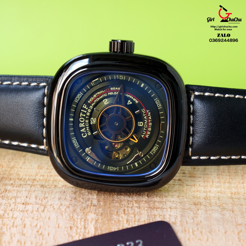 Đồng Hồ Nam Carotif cơ lộ máy cao cấp (style sevenfriday) mẫu màu đen | BigBuy360 - bigbuy360.vn