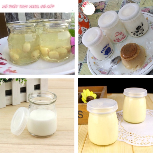Hũ sữa chua, gia vị, làm bánh thuỷ tinh nắp nhựa có in hình dễ thương ngẫu nhiên | BigBuy360 - bigbuy360.vn