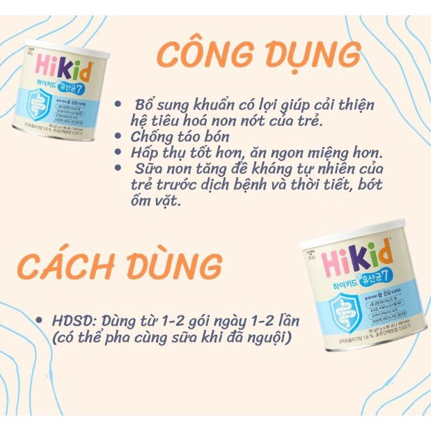 [HSD 2023] Men Vi Sinh- Sữa Non Lợi Khuẩn 2in1 Hikid Hàn Quốc Cho Bé 12m+ Hộp 80g (1g x 80gói)